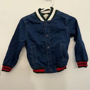 Gucci Kids Denim Jacket with Red and Green Trim